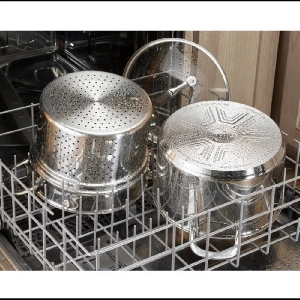 - T-FAL SIMPLY COOK STAINLESS STEEL 7 QT COVERED STOCK POT WITH PASTA INSERT